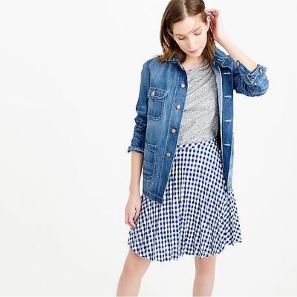 J.Crew Pleated Gingham Circle Skirt